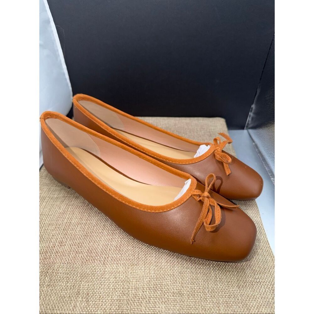 C Paravano Bow Knot Brown Ballet Flats Size 11